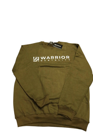 Embroidered warrior mentality crew necks.