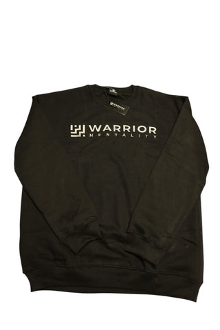 Embroidered warrior mentality crew necks.