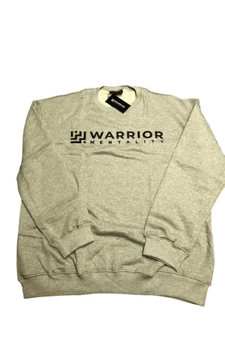 Embroidered warrior mentality crew necks.
